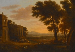 Paesaggio con il Padre di Psiche che Sacrifica al Tempio Milesio di Apollo da Claude Lorrain