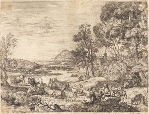 Pastore e Pastorella che Conversano in un Paesaggio da Claude Lorrain