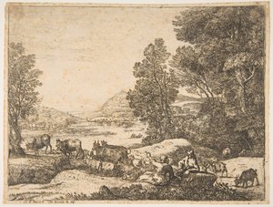 Pastore e pastorella che conversano in un paesaggio, ca. 1651 da Claude Lorrain