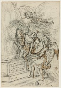 Allegoria in onore del re Stanislao Leszczyński (recto); Schizzo di uomo in piedi con braccia tese (verso) da Claude Louis Desrais