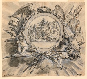 Cartiglio con attribuzioni di guerra da Claude Louis Desrais