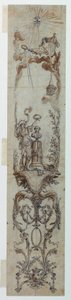 Disegno, Progetti per pannelli dipinti con la Fortuna e Jacques Necker, 1788-90 da Claude Louis Desrais