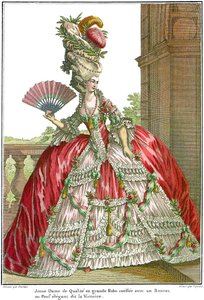 Abito da corte francese con ampi panier, 1778