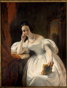 Giovane ragazza allo specchio da Claude Marie Dubufe