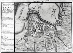 Fol.105 Mappa della città di Tonnay-Boutonne, da Recueil des Plans de Saintonge da Claude Masse