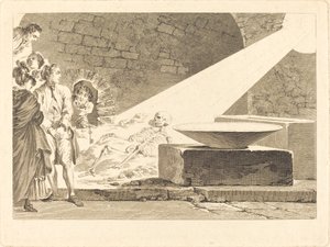 Fragonard e Bergeret con le loro mogli in visita a una tomba a Pompei da Claude Mathieu Fessard after Jean Honoré Fragonard