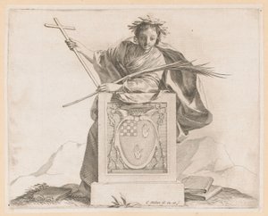 Figura allegorica con lo stemma della famiglia Potier