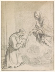 San Gaetano di Thiene prende in braccio il Bambino Gesù da Maria da Claude Mellan