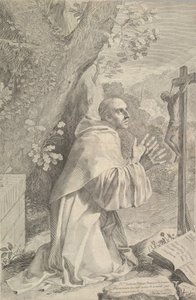 San Bernardo inginocchiato davanti a un crocifisso, ca. 1655 da Claude Mellan