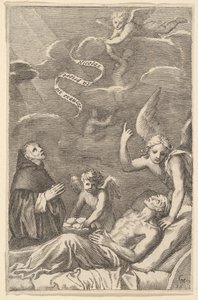 San Nicola che prega per un uomo morente da Claude Mellan