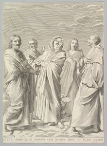 Santi Anna, Giuseppe, Gioacchino, Bernardo e Giovanni Evangelista Parenté de la Vierge da Claude Mellan