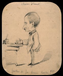 Caricatura di un uomo in piedi accanto a una scrivania (recto); Schizzo di testa maschile di profilo (verso) da Claude Monet