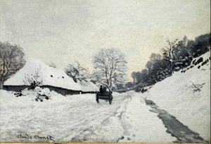 Carro, strada sotto la neve a Honfleur