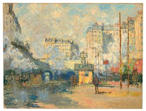 Esterno della stazione di Saint-Lazare, effetto della luce solare, 1877 da Claude Monet