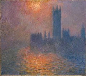 Case del Parlamento, tramonto da Claude Monet