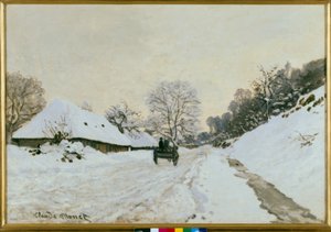 Il carretto. Strada sotto la neve a Honfleur da Claude Monet