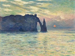 La scogliera, Etretat, tramonto da Claude Monet