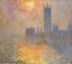 Le case del Parlamento, tramonto, 1904 da Claude Monet