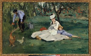 La famiglia Monet in giardino