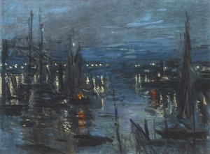 Il Porto di Le Havre, Effetto Notturno; Le Port de Havre, effet du Nuit, 1873 da Claude Monet