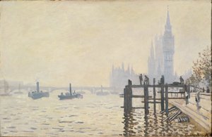 Il Tamigi sotto Westminster... (olio su tela) da Claude Monet