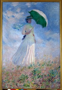 Donna con parasole rivolta a destra