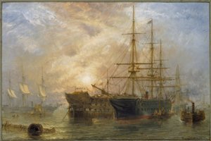 Le navi da trasporto di Sua Maestà ricevono rifornimenti a Portsmouth da Claude T. Stanfield Moore