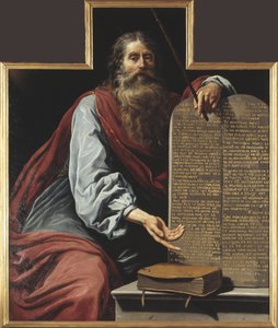 Mosè con i Dieci Comandamenti da Claude Vignon