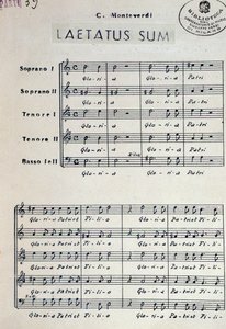 Partitura musicale di Dixit dominus di Monteverdi