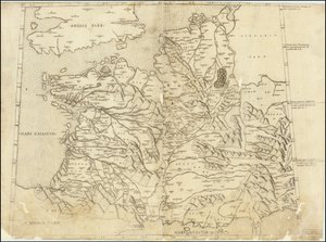 1507 Mappa tolemaica della Francia da Claudius Ptolemy