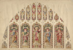 Progetto per una finestra a vetri colorati multipli, Chiesa della Divina Paternità, New York, ca. 1898 da Clayton and Bell