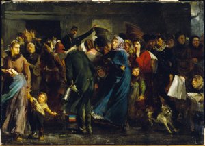 La coda in macelleria nel 1871, ca. 1871 (olio su tela)