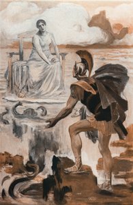 Achille invoca sua madre Teti. Illustrazione di Clement Gontier (1876-1918) per 