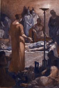 Il lamento di Briseide (alla vista delle ferite di Patroclo). Illustrazione di Clement Gontier (1876-1918) per 