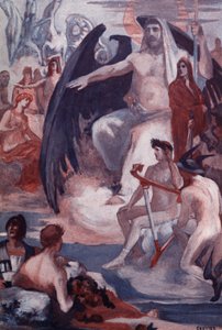 La difesa di Giove per salvare i Troiani o i Greci. Illustrazione di Clement Gontier (1876-1918) per 