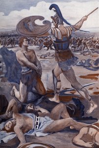 La morte di Patroclo: Ettore uccide Patroclo. Illustrazione di Clement Gontier (1876-1918) per 