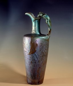 Art Nouveau: Lampadario in terracotta e metallo di Clement Massier