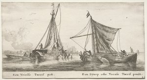 Varie navi e vedute di Amsterdam (Verscheÿde Schepen en Gesichten van Amstelredam), Parte II: Una chiatta di torba frisone. Il Dÿnop, vicino allo stagno di torba Veensche da Clement de Jonghe