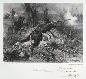 Guerra Franco-Prussiana 1870-1871: Fucilieri francesi. Da una serie di litografie di Clement August Andrieux sui Gardes Nationales.