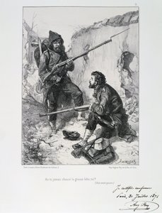 Guerra franco-prussiana 1870-1871. Assedio di Parigi 19 settembre 1870-28 gennaio 1871. Arrivo della Guardia Mobile per aiutare a difendere Parigi, settembre 1870. Da una serie di litografie di Clement August Andrieux sulla Guardia Nazionale.