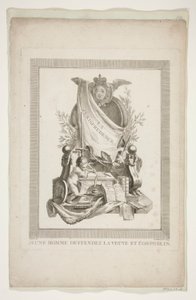 Undici fogli da Nouveaux Trophees et Cartouches rappresentant les arts et les sciences da Clément Pierre Marillier