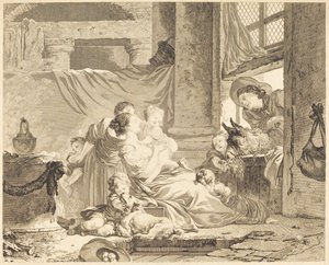 La famiglia del contadino da Clément Pierre Marillier after Jean Honoré Fragonard