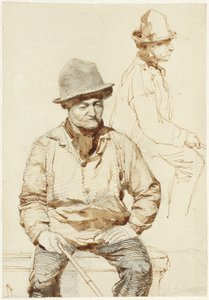 Due studi di un uomo seduto con cappello