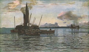 Il mercato delle aringhe in mare su Loch Fyne, Argyll, 1884, c1930