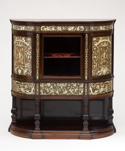 Vetrina, c.1890 (palissandro intarsiato con avorio, rivestimento originale in velluto) da Collinson and Lock