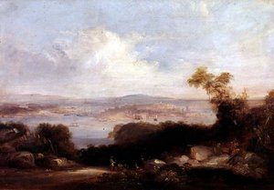 Vista estesa del porto di Sydney da Conrad Martens