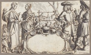 Allegoria della povertà e della ricchezza (penna e inchiostro marrone con lavaggio grigio su carta vergata) da Conrad Meyer