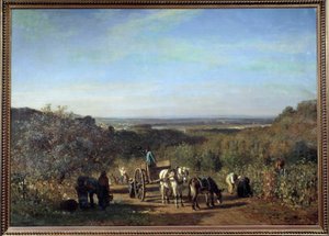 Raccolto sulle rive della Senna a Suresnes da Constant Emile Troyon
