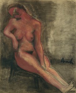 Nudo Rosso Seduto su una Sedia