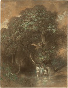 Bagnanti vicino a una quercia gigante da Constant Troyon
